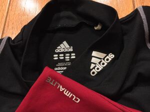 ★超美品★adidas(アディダス)半袖 シャツ size-150 キッズ 使用２回 ブラック×レッド CLIMALITE コンプレッション