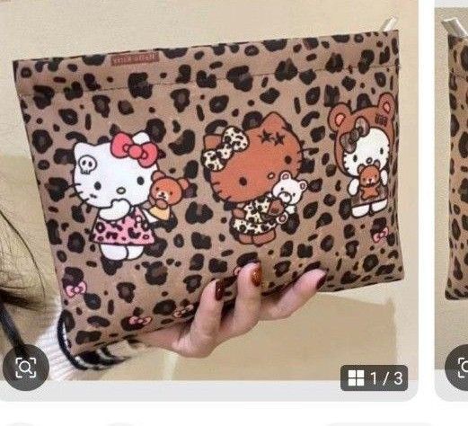 ハローキティ タイニーチャム フラットポーチ ヒョウ柄