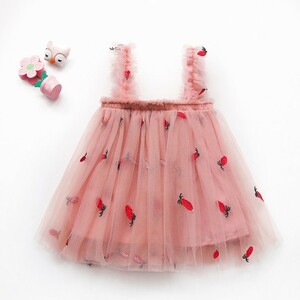 パインアップル ピンク 110ｃｍ ベビー キャミワンピース 新品 チュチュスカート 刺繍 サンドレス ふんわり チュール 記念撮影 