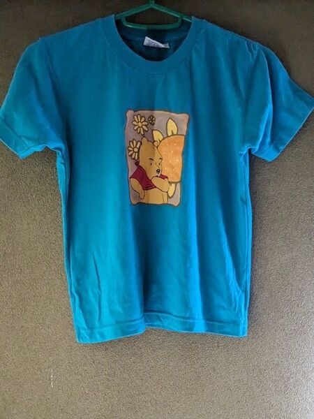 Disney くまのプーさんチビ Tシャツ ひまわり ターコイズブルー