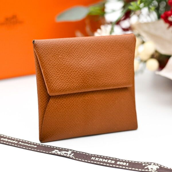 エルメス コインケース バスティア 小銭入れ ヴォーエプソン D(2019) HERMES コンパクト ブラウン ウォレット