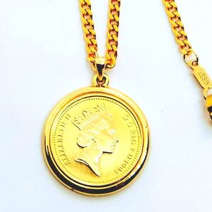 エリザベス2世 コインネックレス K18GF喜平ゴールドネックレス