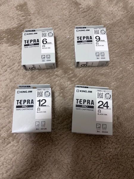 テプラテープ6mm、9mm、12mm、24mm白ラベル