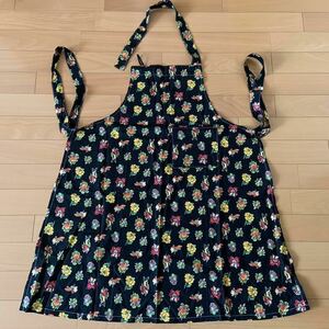  hand made apron animal flower total pattern × black remake 