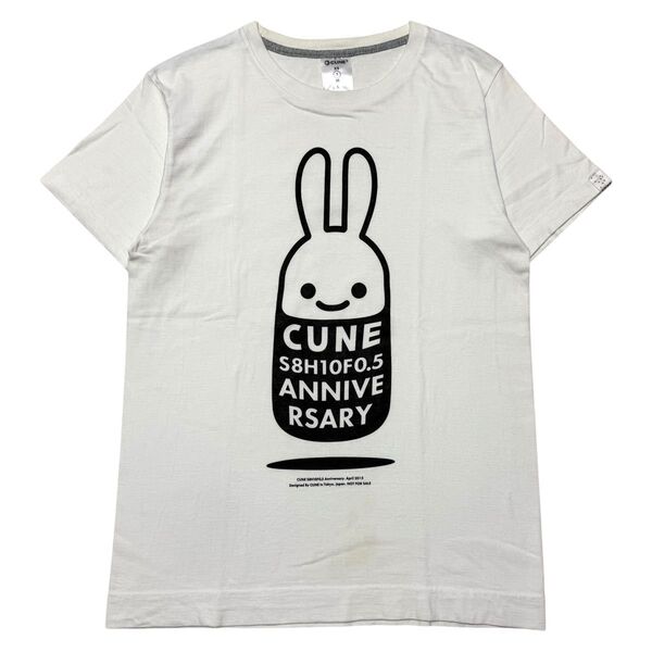 ★非売品★ CUNE キューン ウサギ うさぎ ロゴ プリント アニバーサリー 半袖 Tシャツ カットソー ホワイト 白 S