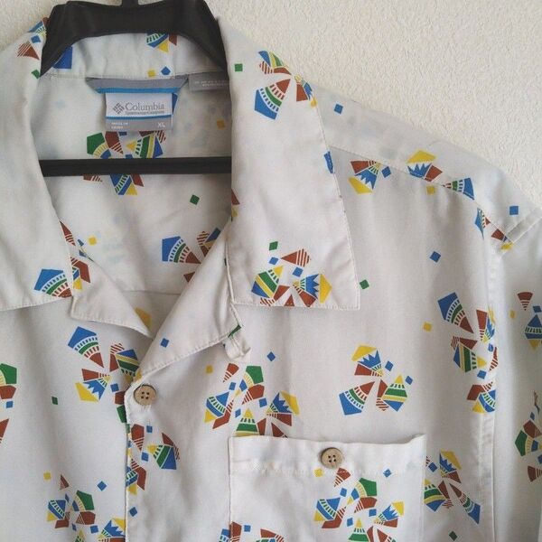 Columbia 総柄 OMNI-SHELLD アロハシャツ PFG men's XL かりゆし 半袖シャツ フィッシング