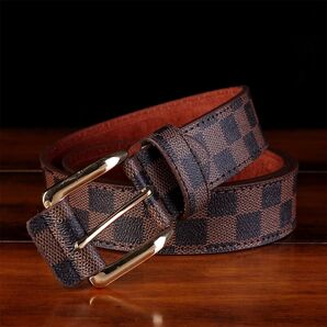 市松模様 格子柄 チェック柄 ベルト メンズ カジュアル レザー ブラウン