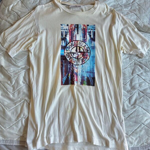 STONE ISLAND Tシャツ プリント オフホワイト