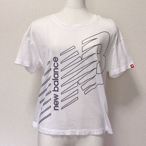 【美品】New Balance ハーフスリーブ Logo Tシャツ ホワイト メンズ Sサイズ