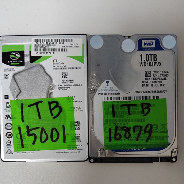 正常判定 1TB 2.5インチHDD2個セット