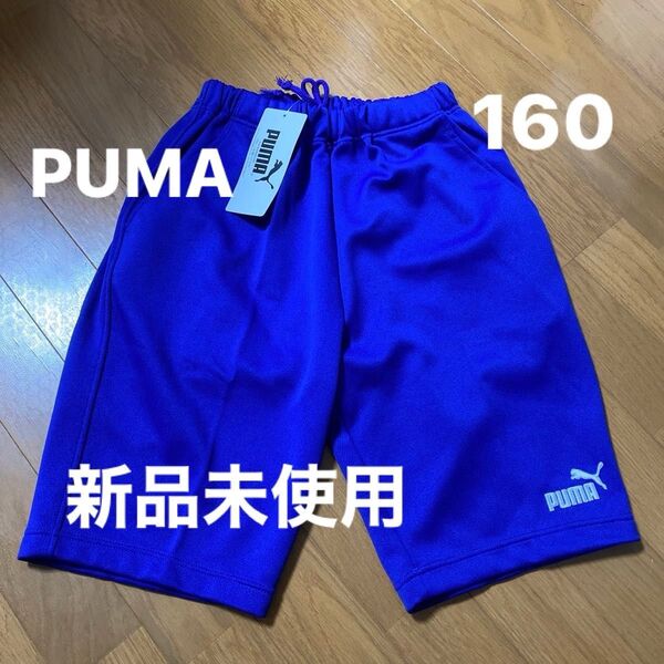 新品未使用 プーマ PUMA 160 タグつき 青 ジャージ ハーフパンツ キッズ 男の子 女の子 短パン 体操着 体操服