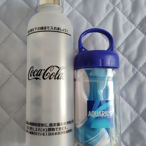 【熱中症対策】Coca-Cola アクエリアス 水筒&クールタオル ノベルティ 2個セット