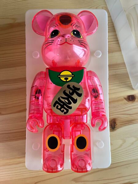 BE@RBRICK 招き猫 桃色透明 400% メディコム・トイ