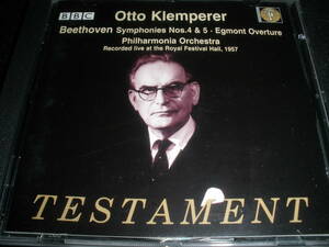 クレンペラー ライヴ ベートーヴェン 交響曲 4番 5番 運命 エグモント 序曲 1957 テスタメント 美品 Beethoven Symphony Klemperer