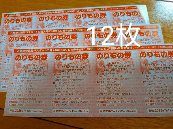 12枚★ ナガシマスパーランドのりもの券