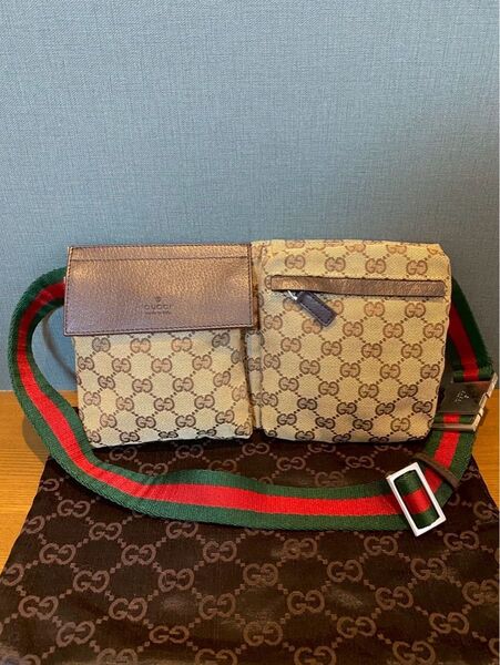 GUCCI グッチ GGキャンバス ボディバッグ ウエストポーチ