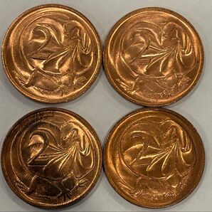オーストラリア 2セント硬貨 4枚セット 未使用!