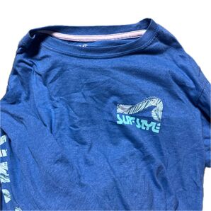 SURF STYLE サーフスタイル 長袖 ロング Tシャツ アームプリント バックプリント 長袖Tシャツ ブルー M