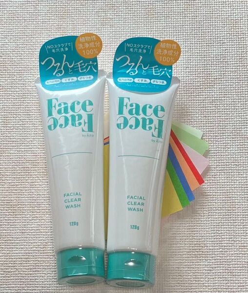 FACE FACE フェイシャルクリアウォッシュ フェイスウォッシュ スキンケア 酵素洗顔 120g×2本、おりがみ×1枚