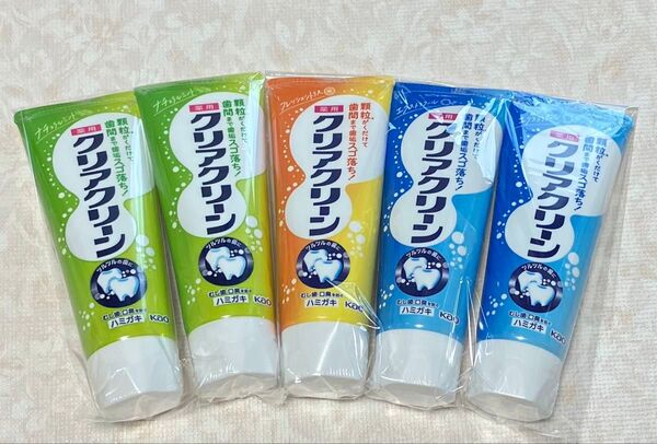 クリアクリーン 歯磨き粉 薬用クリアクリーン ナチュラルミント 2本 エクストラクール 2本フレッシュシトラス1本、コットン×1枚