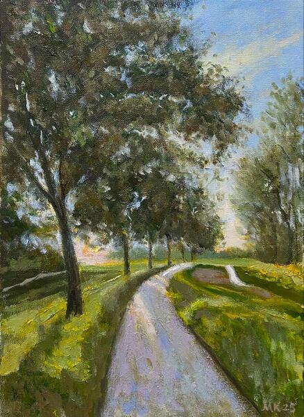 木漏れ日の小道 風景画 F4 キャンバス 油彩画 絵画 油絵 oil painting art