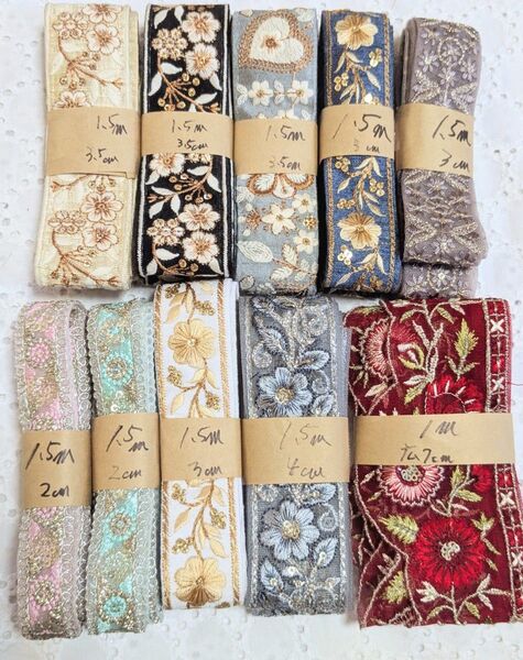 インド刺繍リボン 超お得セット☆アクセサリー ストラップ ポーチ ハンドメイド資材