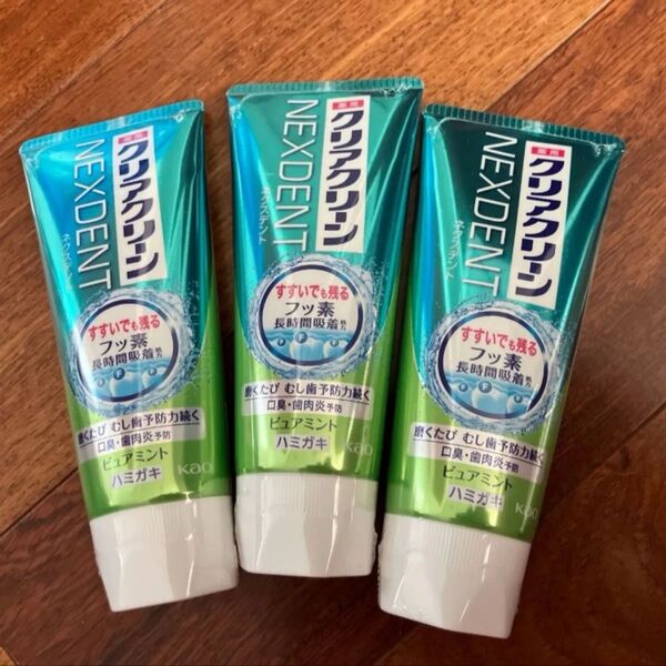クリアクリーン ネクスデント ピュアミント 120g×3本 綿棒1本