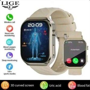 スマートウォッチ 血糖値 血圧計 体温計 血液成分分析 血中酸素 心拍数 日本語対応 通話機能付き 音声アシスト 新品 Mチタン