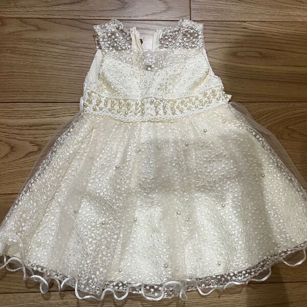 セレモニードレス ドレス ワンピース 女の子 結婚式 ハーフバースデー パール刺繍