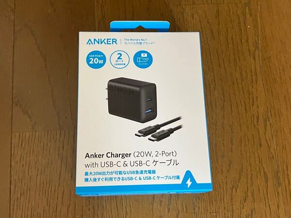 Anker 急速充電器 20W 2ポート USB-C & USB-C ケーブル アンカー ブラック