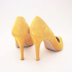 27cm 黄色スウェードパンプス ハイヒール 日本製