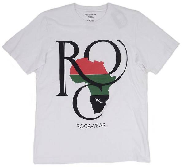 ROCA WEAR ロカウェア アフリカ ロゴ プリント クルーネック 半袖 Tシャツ ホワイト (M) [並行輸入品]