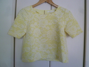 ANAI/ Anayi 0 yellow color total race pushed . type design knitted cut and sewn 38/ short sleeves tops yellow 0T83