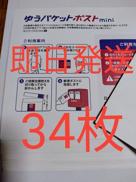 ゆうパケットmini専用封筒34枚 即日発送 折り紙1枚