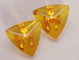 { pawnshop exhibition } triangle shape. natural amber earrings *C-2658