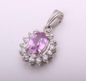 《質屋出品》Pt850★天然ピンクサファイア1.03ct+ダイアモンドペンダントトップ★C-4209