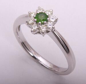 { pawnshop exhibition }k18WG* natural te mantle ido garnet + diamond ring *C-4228