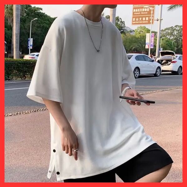 5XL メンズTシャツ 白 ホワイト 大きいサイズ オーバーサイズ シンプル ホストロック 無地 夏 かっこいい プレゼント