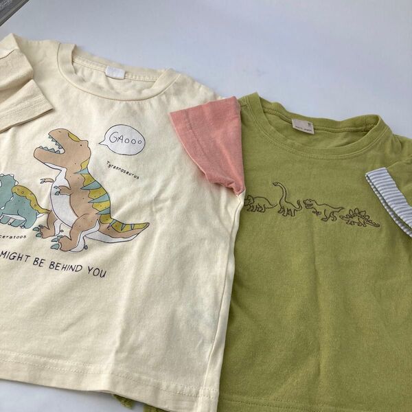 男の子 半袖 トップス Tシャツ 恐竜 セット petit main 100