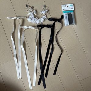 ウェディング ヘッドドレス 小花 パール ブライダル ヘアアクセサリー リボン
