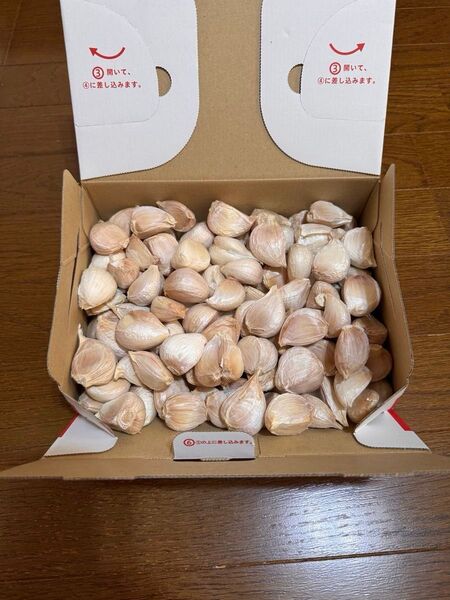 農家直送ばらにんにく(無農薬) Lサイズを中心に1,100g以上 (岡山県産)※ゆうパケットプラスの箱に入るだけ詰めました