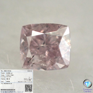 トレジャーG) Fancy Pink 0.056ct SI2【CGLソーティング】ピンクダイヤモンド ピンクダイヤ 四角 スクエアカット