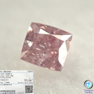 トレジャーG) Fancy Pink 0.049ct I1【CGLソーティング】ピンクダイヤモンド ピンクダイヤ 四角 スクエアカット