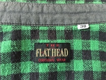 フラットヘッド ＦＬＡＴＨＥＡＤ 細かい ブロックチェック ネルシャツ ３８ 緑 黒 マチ付き ビンテージ スタイル メタルボタン_画像4