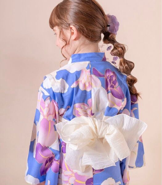 浴衣 女の子 浴衣ワンピース 水色 花柄 夏祭り 110 120 セパレート ブルー 花火大会 2way 浴衣セット