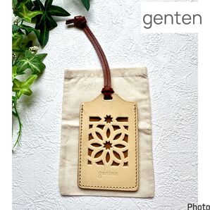 美品 ゲンテン カードケース genten レザー パスケース 定期入れ 本革