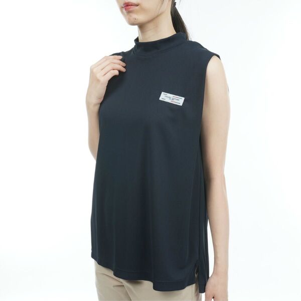 レディース 春夏 秋 ゴルフウェア ショルダータック ノースリーブ モックネック シャツ トップス ハイネック Tシャツ 女性