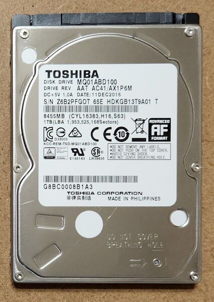 TOSHIBA MQ01ABD100 2.5インチHDD 1TB 内蔵