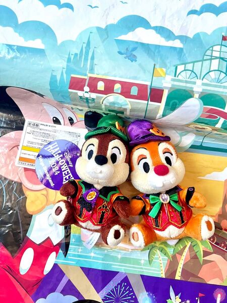 TDL★ディズニーランド☆ディズニーハロウィーン2024イントゥザフレンジー チップ&デールぬいぐるみバッジぬいば★TDR