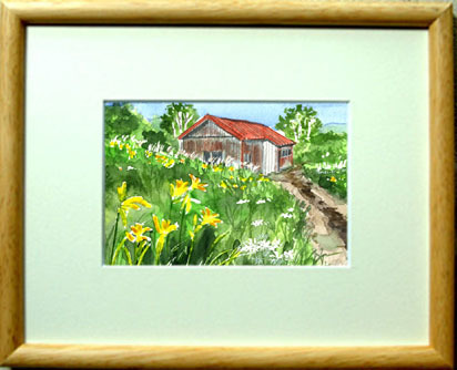 No. 7348 Flower Mountain Hut (Lake Nozori) / Chihiro Tanaka (Four Seasons Watercolor) / Comes with a gift, Painting, watercolor, Nature, Landscape painting